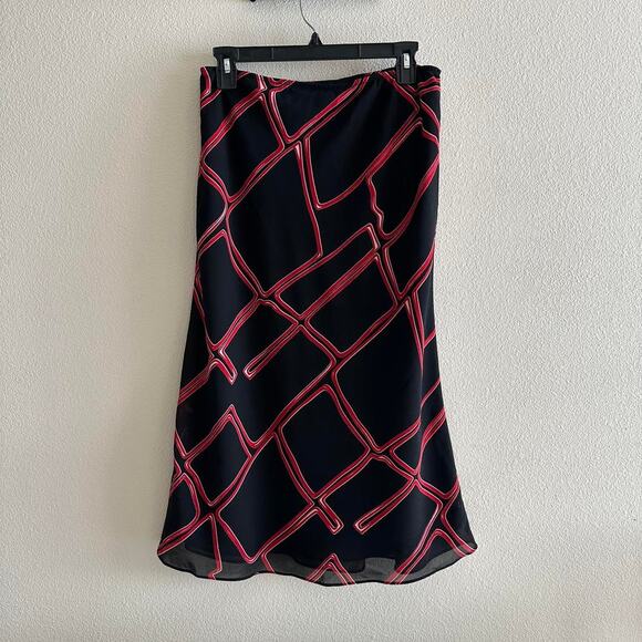 vintage back red retro abstract midi maxi skirt - Picture 2 of 8